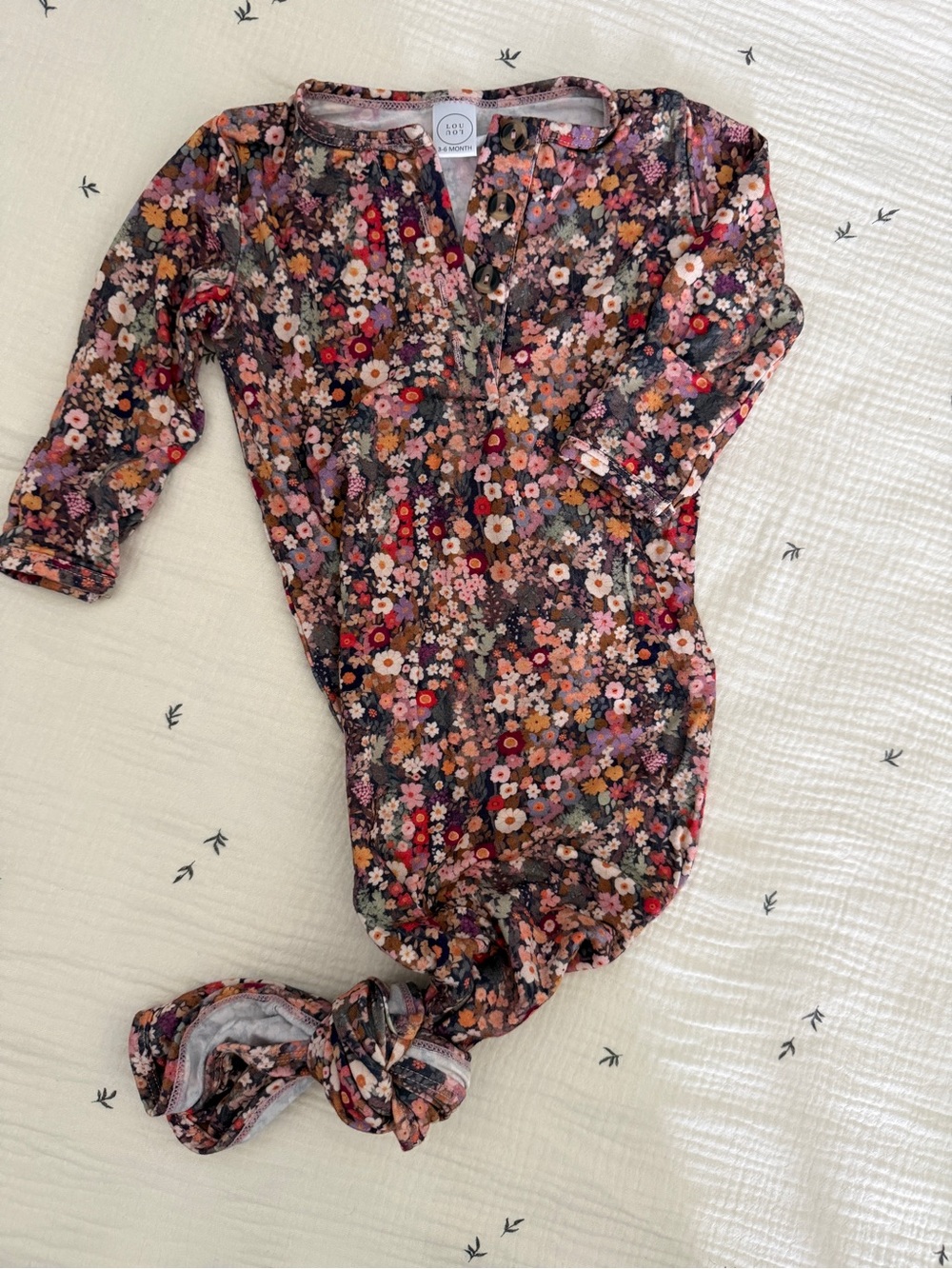 3-6 Month Floral Knotted Gown